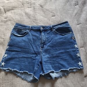 Judy Blue Star Embroidered High Waist Denim Shorts